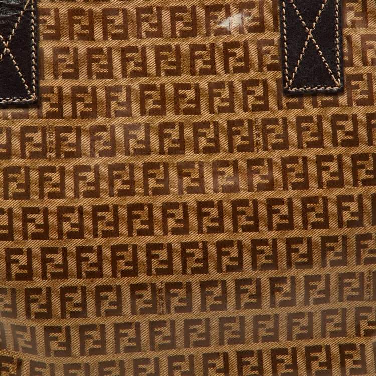 Pre Owned Fendi Beige/Brown Zucchino Coated Fabric and Leather Tote 