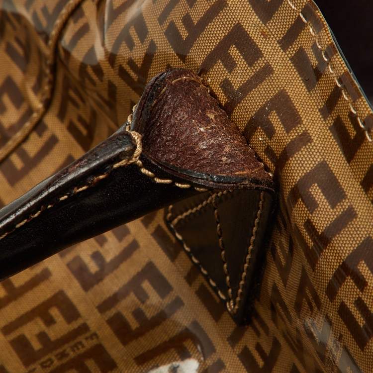 Pre Owned Fendi Beige/Brown Zucchino Coated Fabric and Leather Tote 