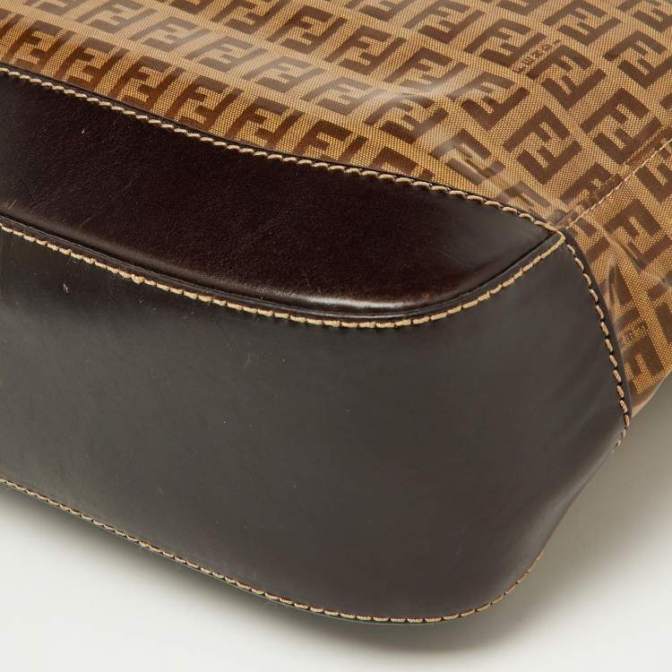 Pre Owned Fendi Beige/Brown Zucchino Coated Fabric and Leather Tote 