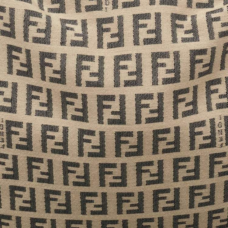 Pre Owned Fendi Beige/Black Zucchino Canvas and Leather Oyster Hobo