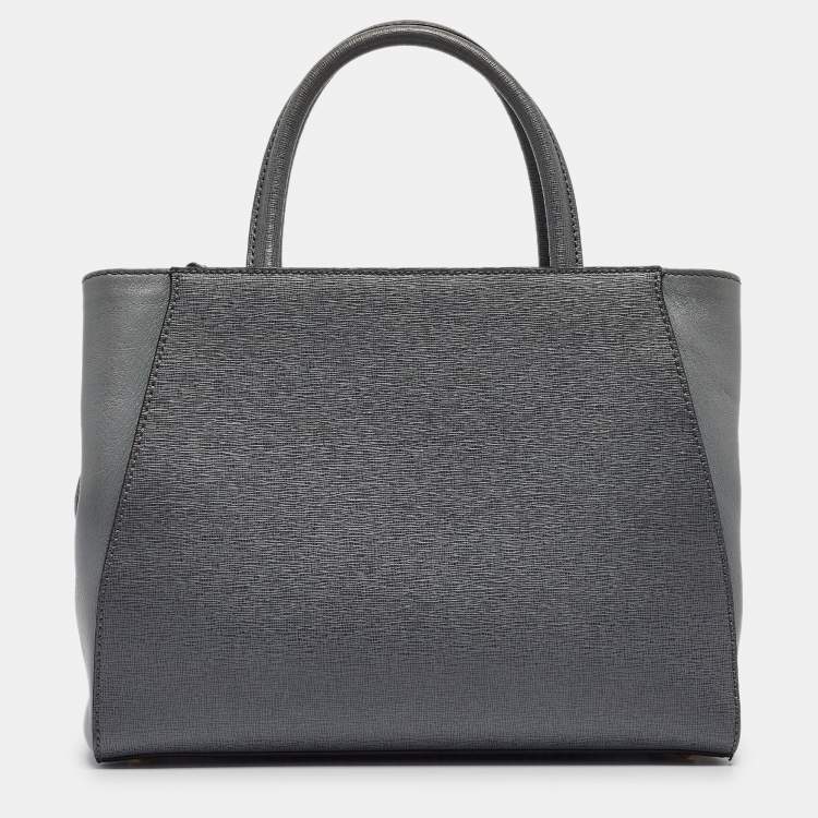 Pre Owned Fendi Grey Leather Mini 2Jours Tote