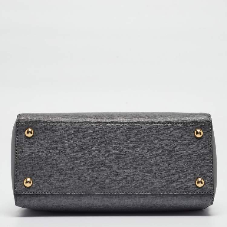 Pre Owned Fendi Grey Leather Mini 2Jours Tote