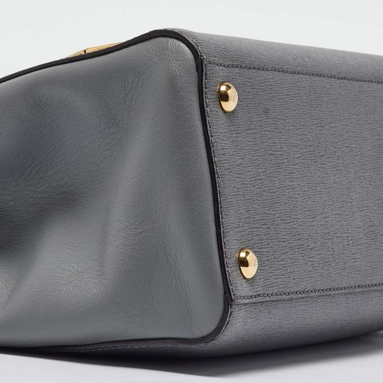 Pre Owned Fendi Grey Leather Mini 2Jours Tote