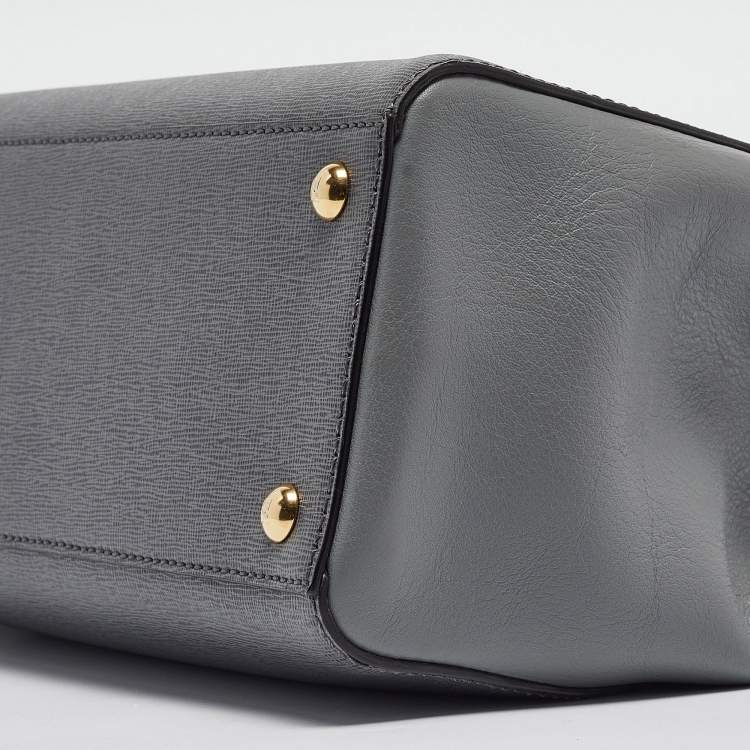 Pre Owned Fendi Grey Leather Mini 2Jours Tote