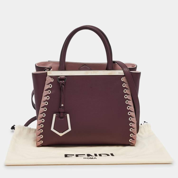 Pre Owned Fendi Plum/Pink Leather Petite Whipstitch 2jours Tote