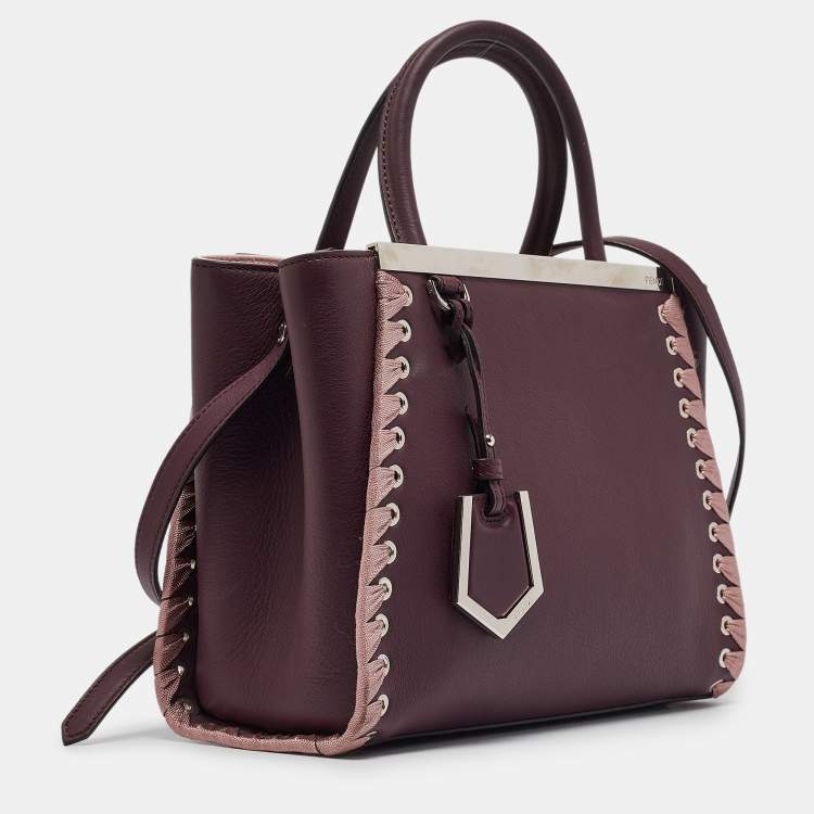 Pre Owned Fendi Plum/Pink Leather Petite Whipstitch 2jours Tote