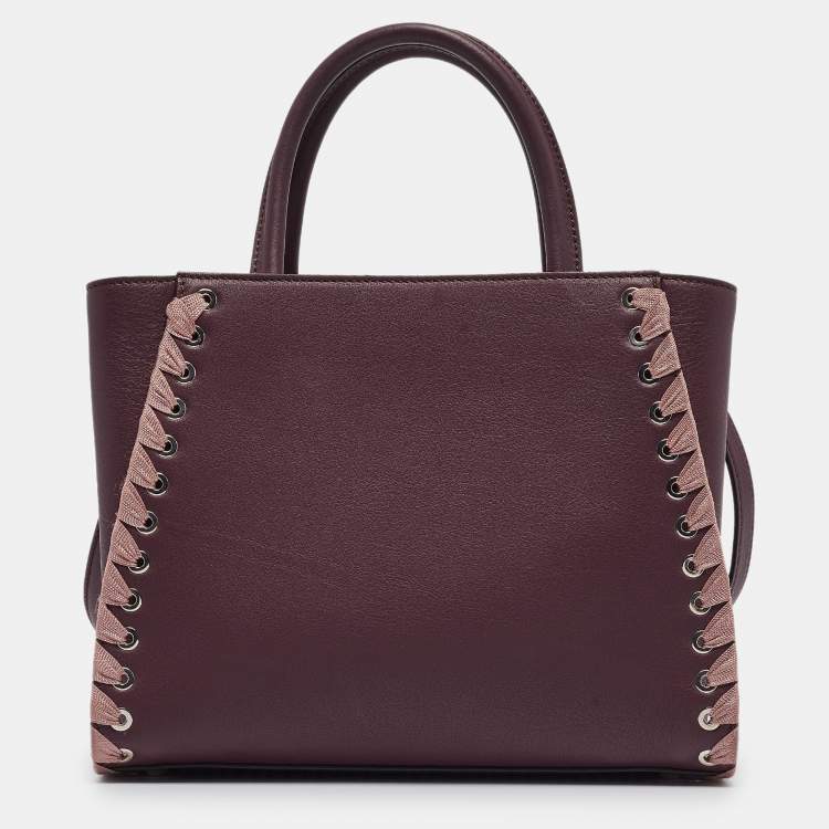 Pre Owned Fendi Plum/Pink Leather Petite Whipstitch 2jours Tote