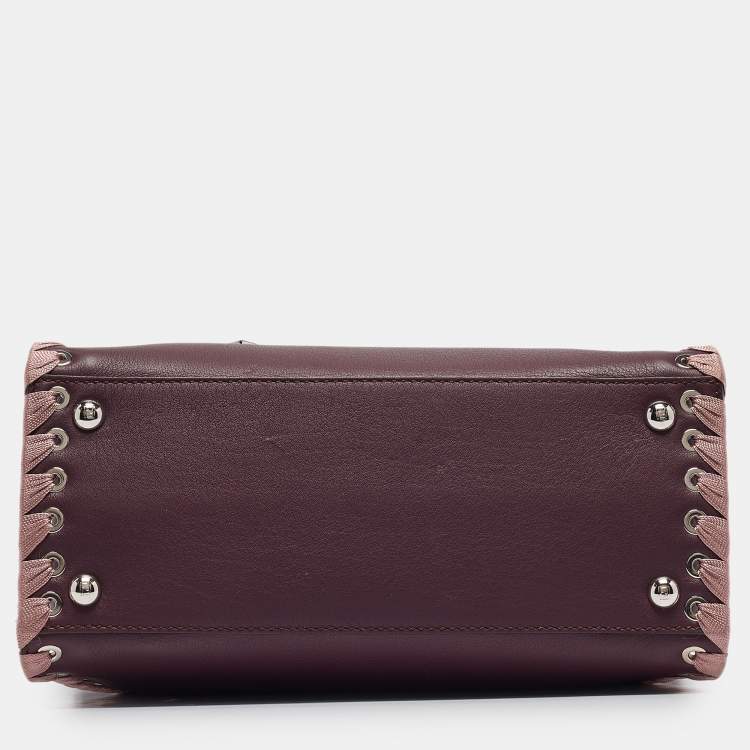 Pre Owned Fendi Plum/Pink Leather Petite Whipstitch 2jours Tote