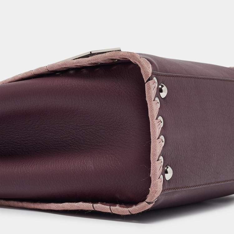 Pre Owned Fendi Plum/Pink Leather Petite Whipstitch 2jours Tote