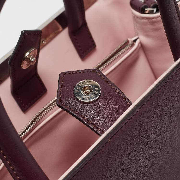 Pre Owned Fendi Plum/Pink Leather Petite Whipstitch 2jours Tote