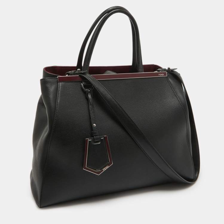 Pre Owned Fendi Black Leather Medium 2Jours Tote