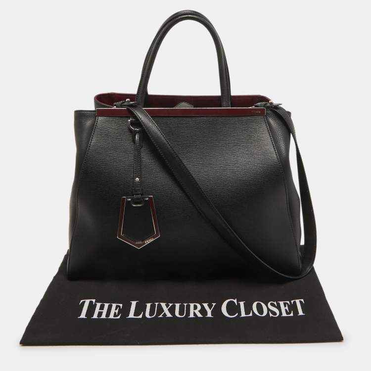 Pre Owned Fendi Black Leather Medium 2Jours Tote