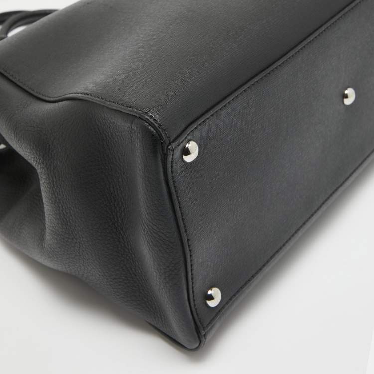 Pre Owned Fendi Black Leather Medium 2Jours Tote