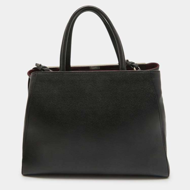 Pre Owned Fendi Black Leather Medium 2Jours Tote