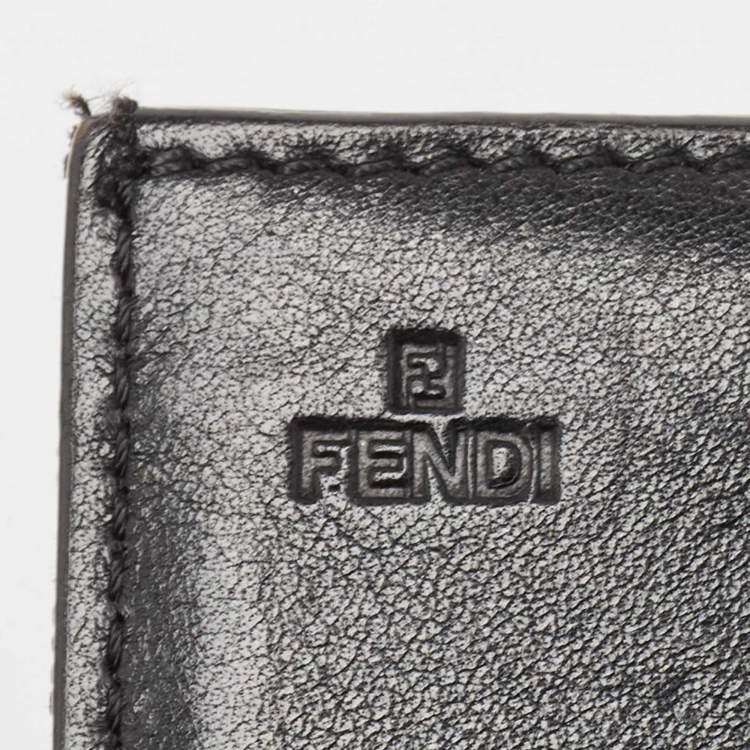 Pre Owned Fendi Black Zucca Canvas and Patent Leather Mia Continental Wallet
