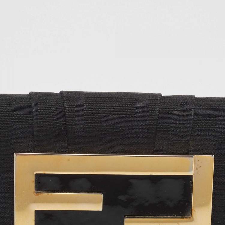Pre Owned Fendi Black Zucca Canvas and Patent Leather Mia Continental Wallet
