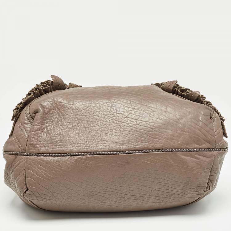Pre Owned Fendi Beige Leather Raffle Spy Hobo
