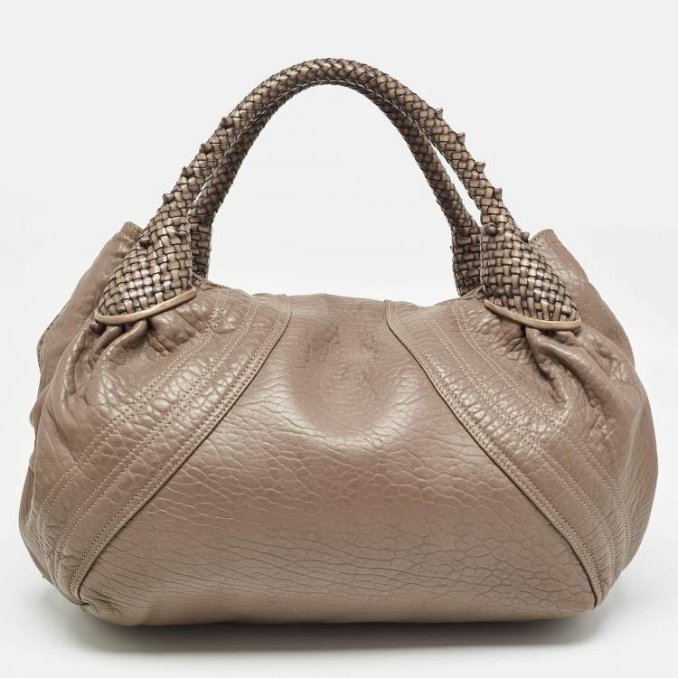 Pre Owned Fendi Beige Leather Raffle Spy Hobo