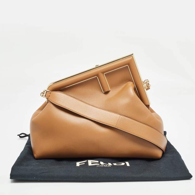 Pre Owned Fendi Brown Leather Medium First Shoulder Bag
