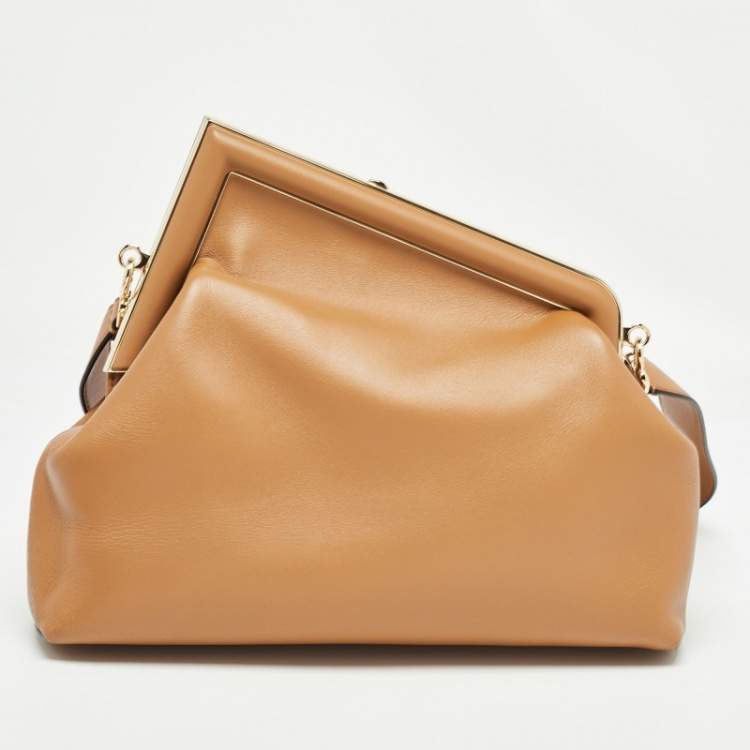 Pre Owned Fendi Brown Leather Medium First Shoulder Bag