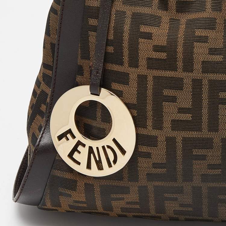 Pre Owned Fendi Tobacco Zucca Canvas and Leather Medium Chef Tote