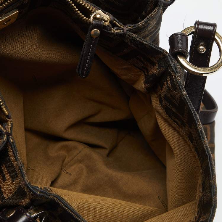 Pre Owned Fendi Tobacco Zucca Canvas and Leather Medium Chef Tote