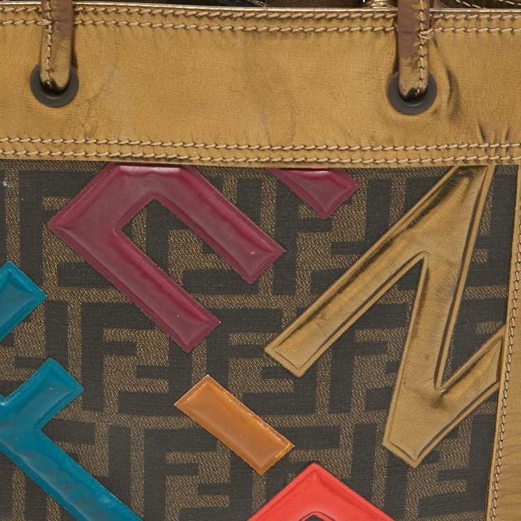 مملوكة مسبقًا Fendi Metallic Zucca Coated Canvas and Leather Mini Tote