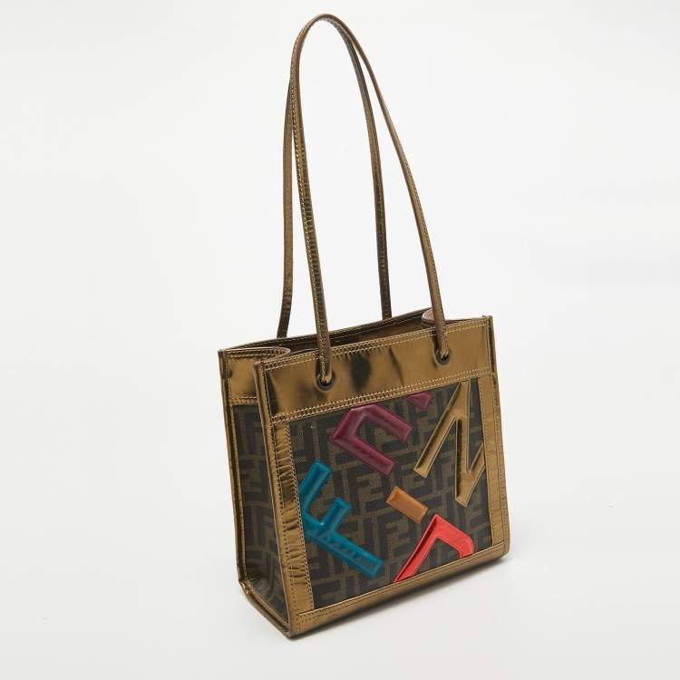 مملوكة مسبقًا Fendi Metallic Zucca Coated Canvas and Leather Mini Tote