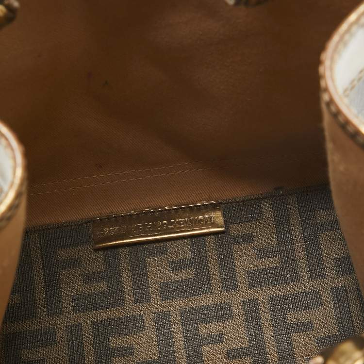 مملوكة مسبقًا Fendi Metallic Zucca Coated Canvas and Leather Mini Tote