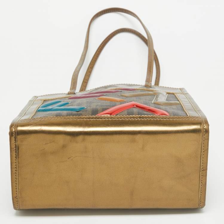 مملوكة مسبقًا Fendi Metallic Zucca Coated Canvas and Leather Mini Tote