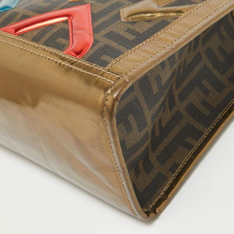 مملوكة مسبقًا Fendi Metallic Zucca Coated Canvas and Leather Mini Tote