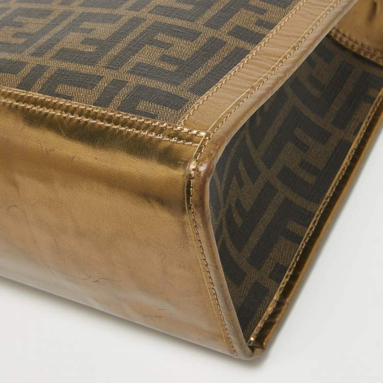 مملوكة مسبقًا Fendi Metallic Zucca Coated Canvas and Leather Mini Tote