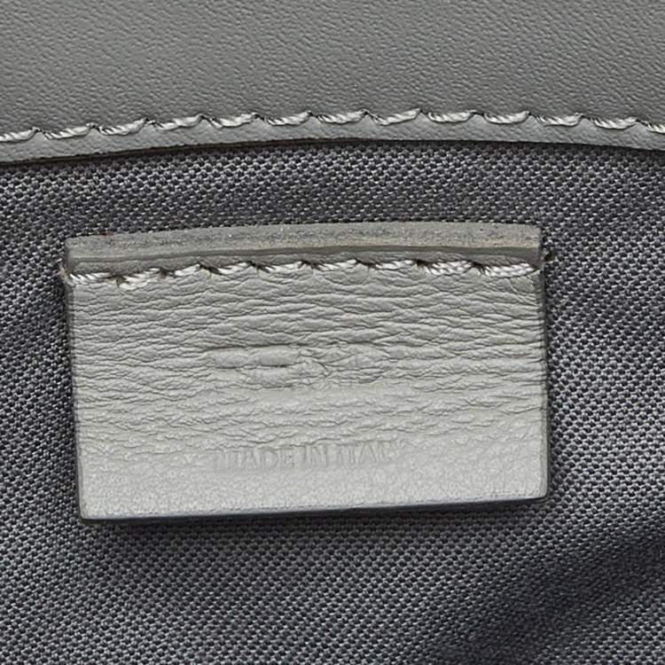 Pre Owned Fendi Grey Leather Rainbow Stud Tube Wallet On Chain