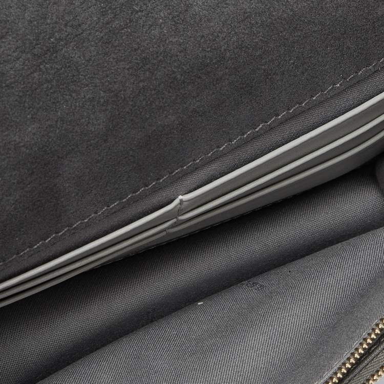 Pre Owned Fendi Grey Leather Rainbow Stud Tube Wallet On Chain