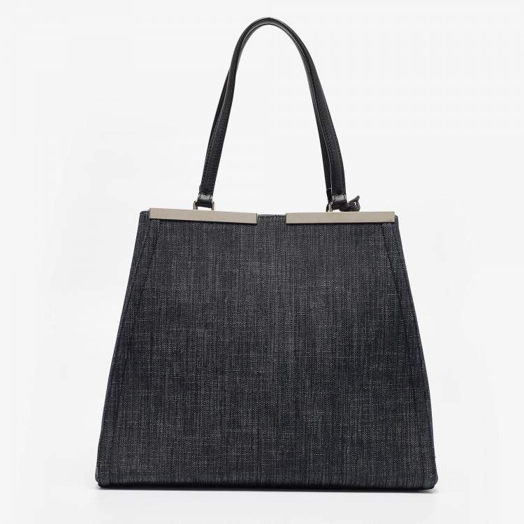 Pre Owned Fendi Dark Blue Denim Large 3Jours Tote