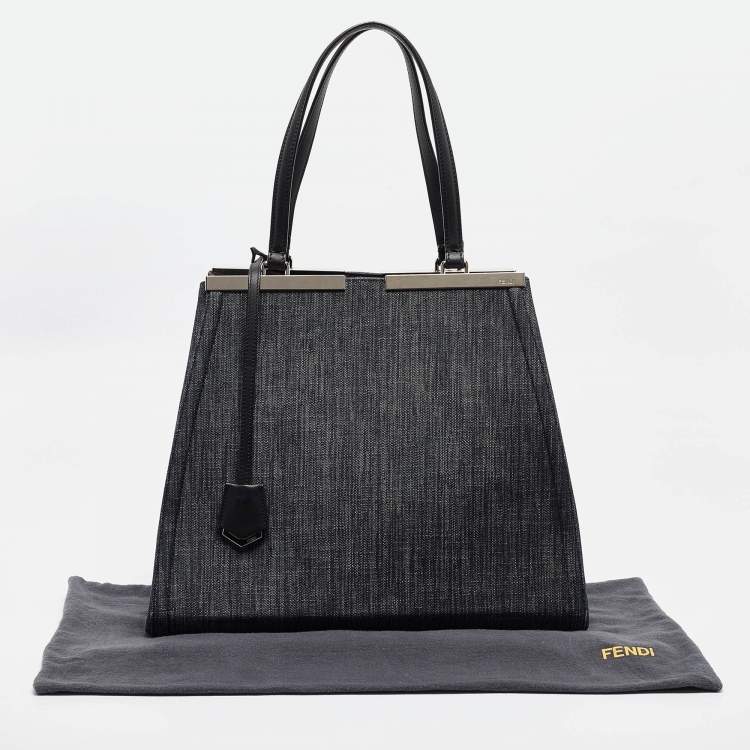Pre Owned Fendi Dark Blue Denim Large 3Jours Tote
