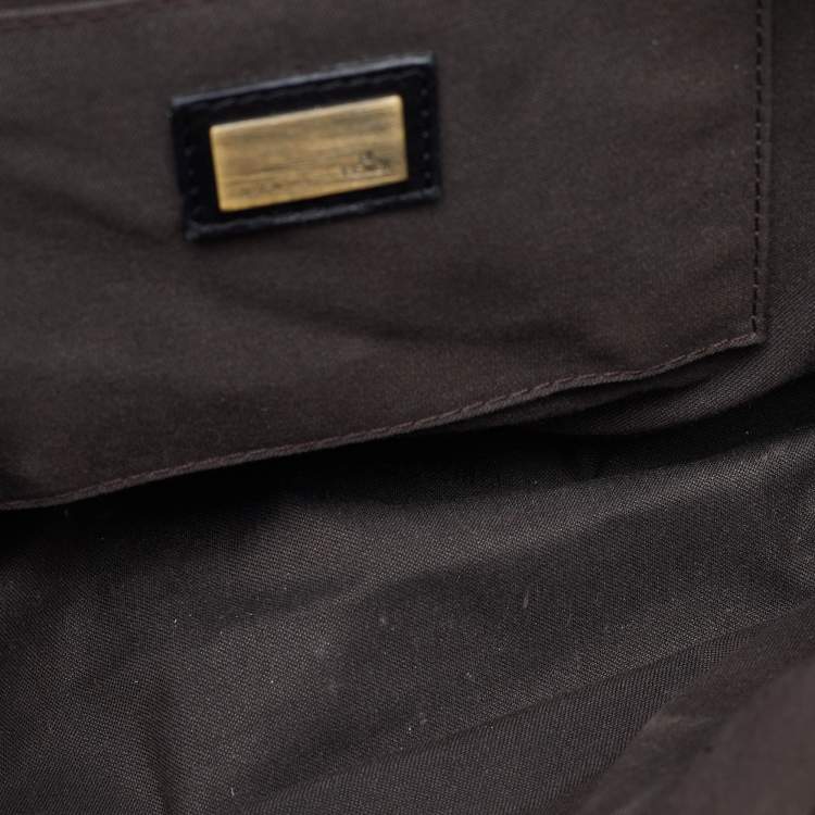 Pre Owned Fendi Cream/Black Canvas and Patent Leather B Shoulder Bag