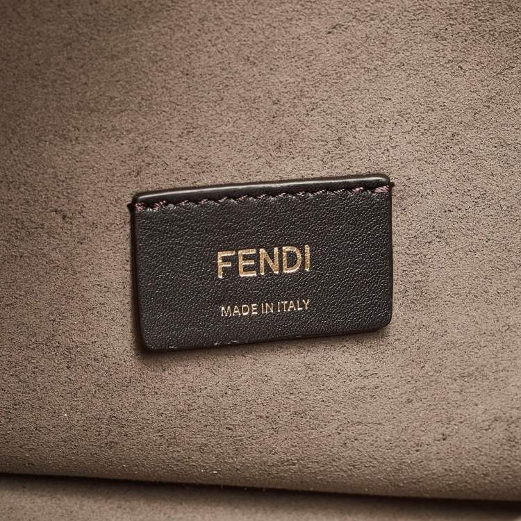 Pre Owned Fendi Beige Zucca Velvet and Leather O'Lock Zipper Top Handle Bag