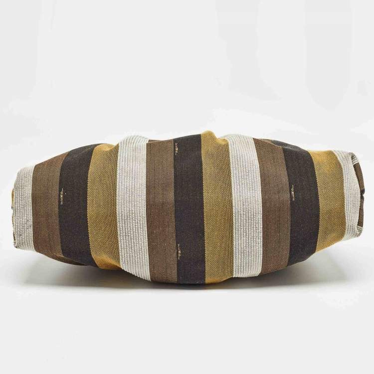Pre Owned Fendi Multicolor Pequin Stripe Canvas and Leather Chef Hobo
