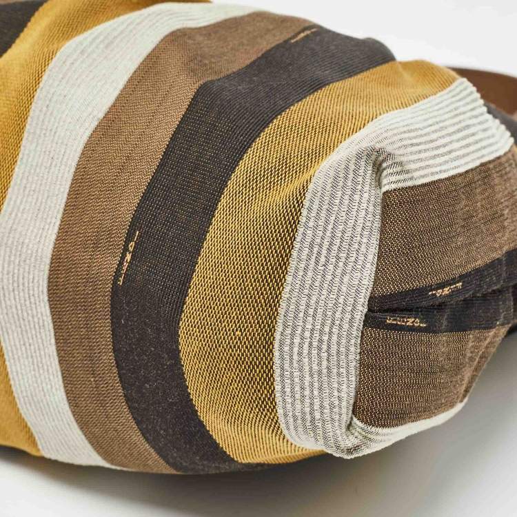Pre Owned Fendi Multicolor Pequin Stripe Canvas and Leather Chef Hobo