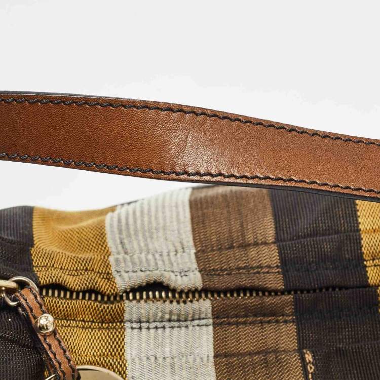 Pre Owned Fendi Multicolor Pequin Stripe Canvas and Leather Chef Hobo