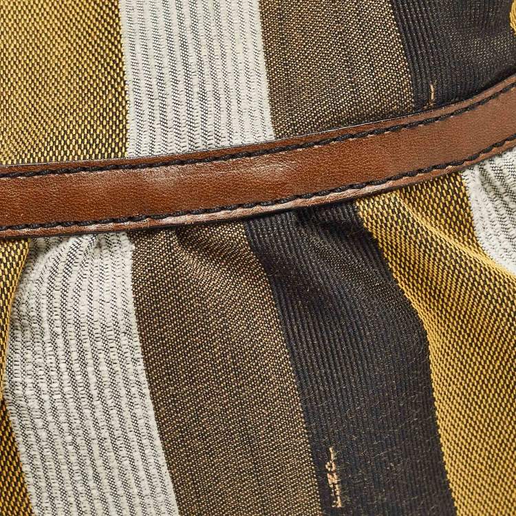 Pre Owned Fendi Multicolor Pequin Stripe Canvas and Leather Chef Hobo