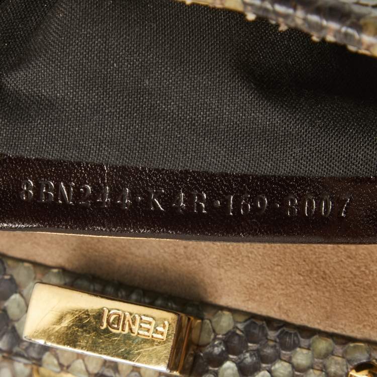 مملوكة مسبقًا Fendi Olive Green Python Mini Peekaboo Top Handle Bag
