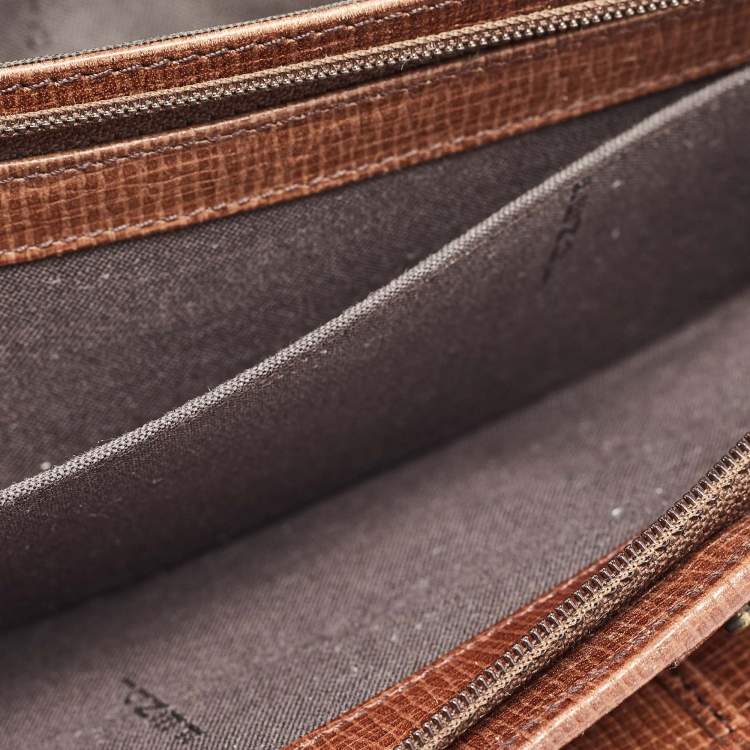 Pre Owned Fendi Tobacco Zucca Coated Canvas Trifold Flap Continental Wallet