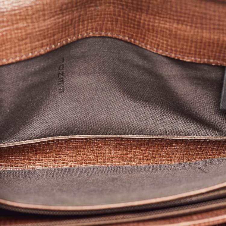 Pre Owned Fendi Tobacco Zucca Coated Canvas Trifold Flap Continental Wallet