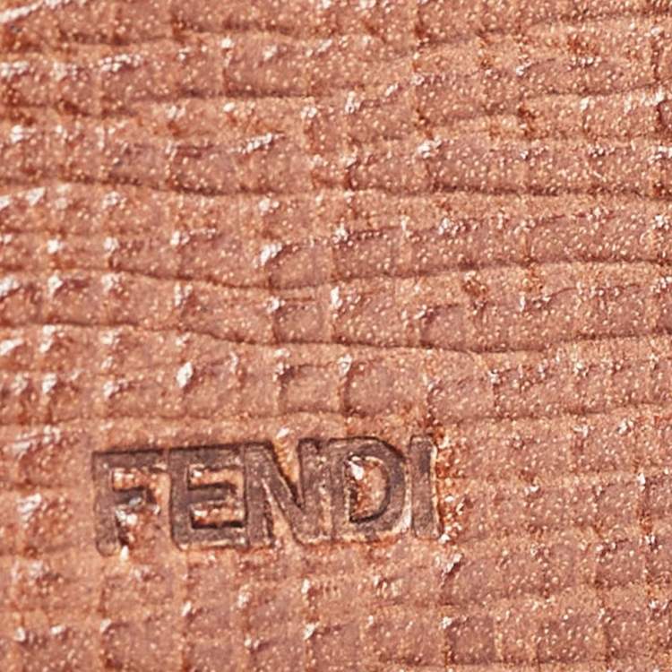 Pre Owned Fendi Tobacco Zucca Coated Canvas Trifold Flap Continental Wallet