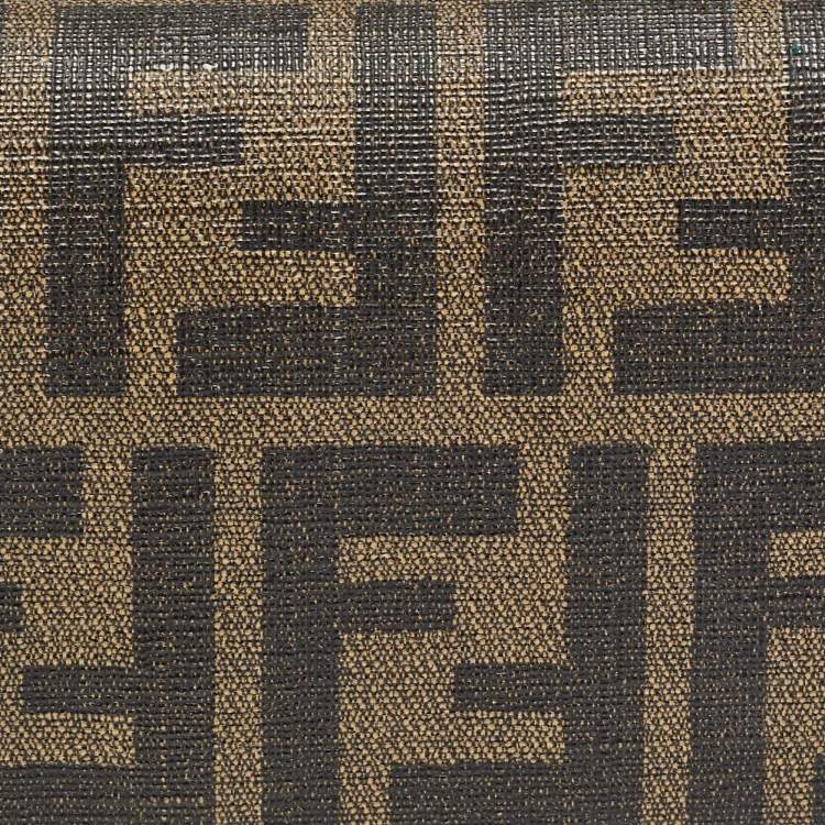 Pre Owned Fendi Tobacco Zucca Coated Canvas Trifold Flap Continental Wallet