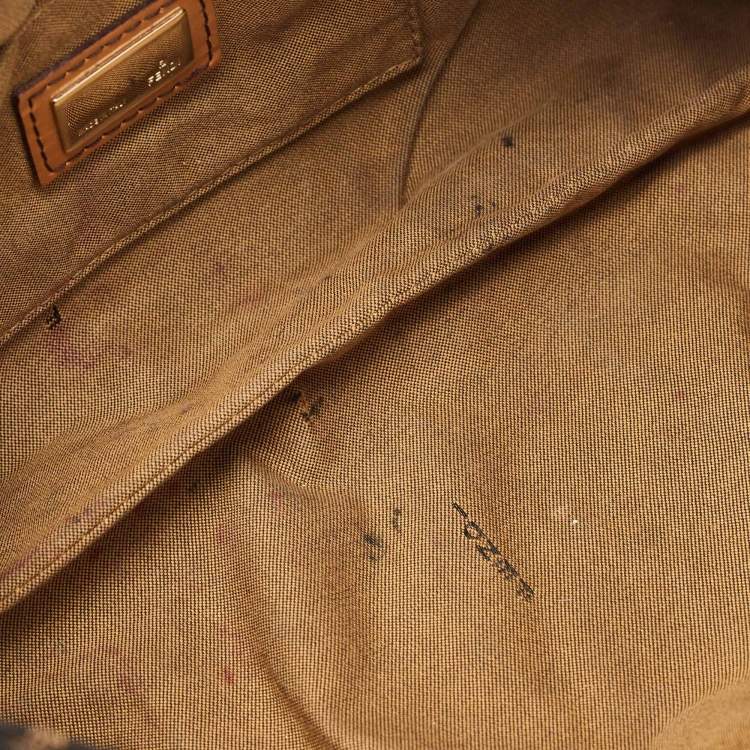 Pre Owned Fendi Tobacco Zucca Canvas and Patent Leather Embroidered Chef Shoulder Bag