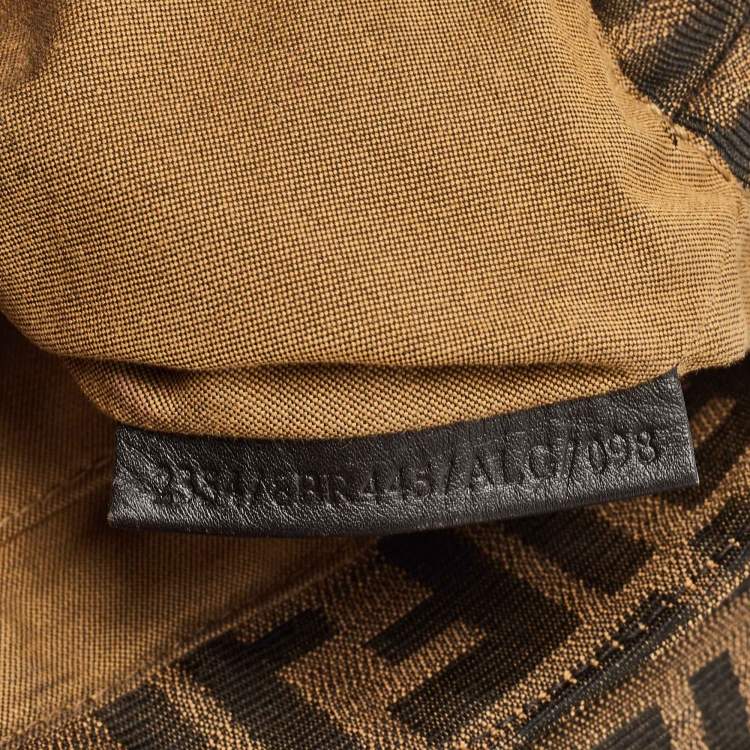 Pre Owned Fendi Tobacco Zucca Canvas and Patent Leather Embroidered Chef Shoulder Bag