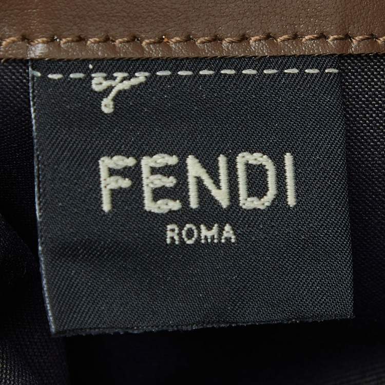 Pre Owned Fendi Tobacco Zucca Embossed Leather Flap Wallet on Chain